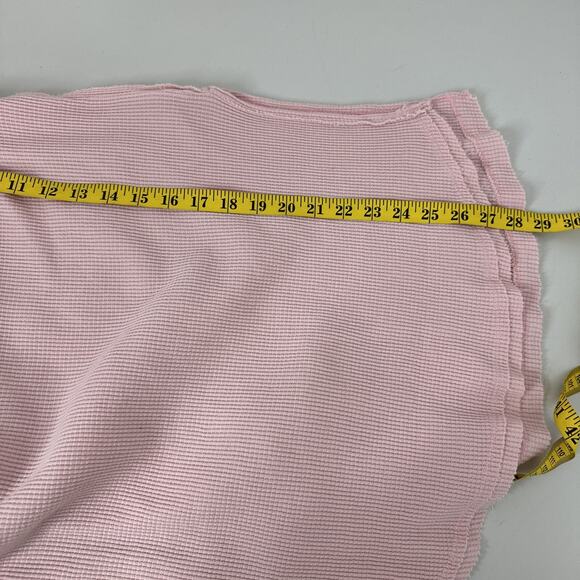 We The Free Shirt Womens XS Pink Waffle Boxy Boho Peasant Thermal Off Shoulder - Picture 12 of 13